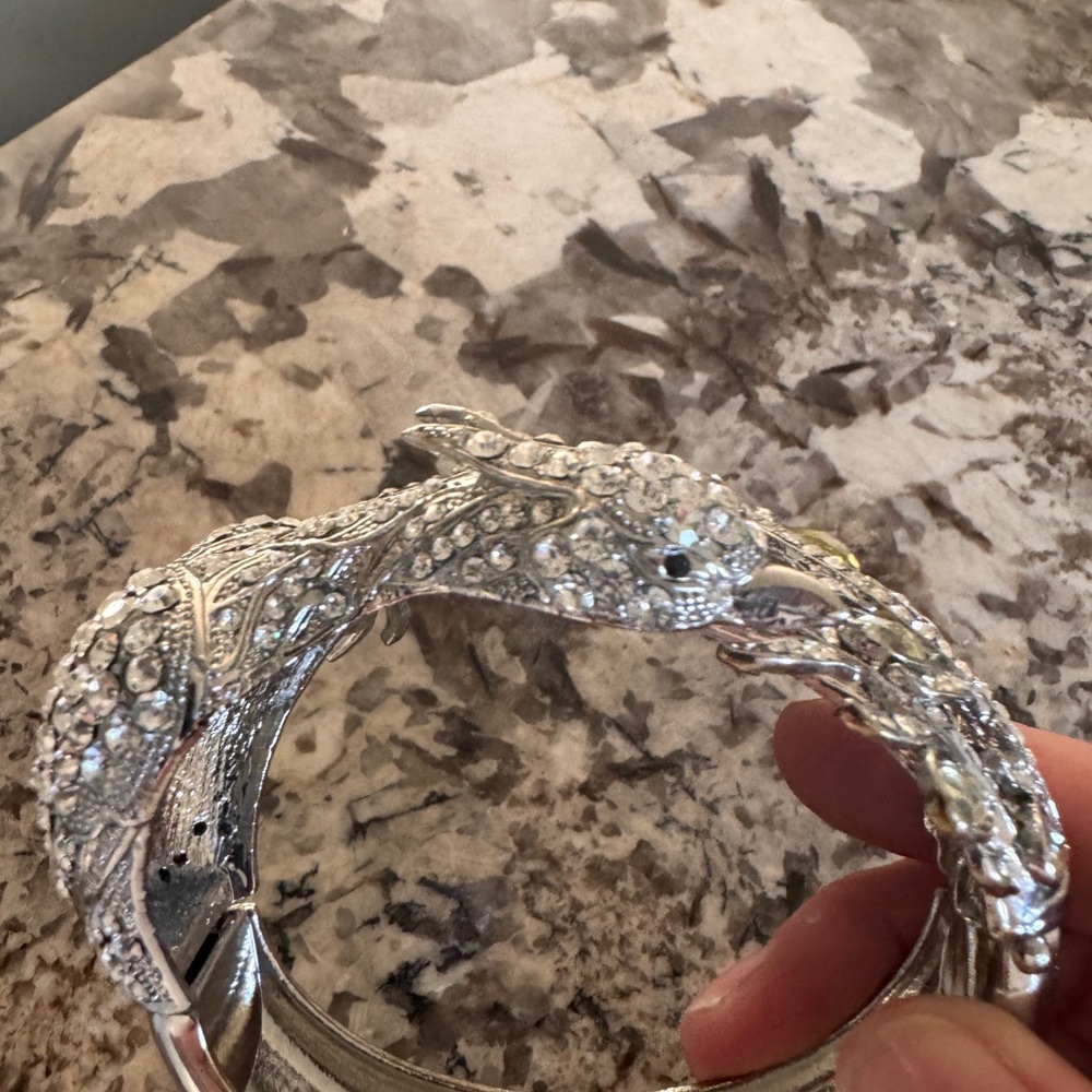 Silver And Yellow Gemstone Statement Bracelet/Cuff - image 5